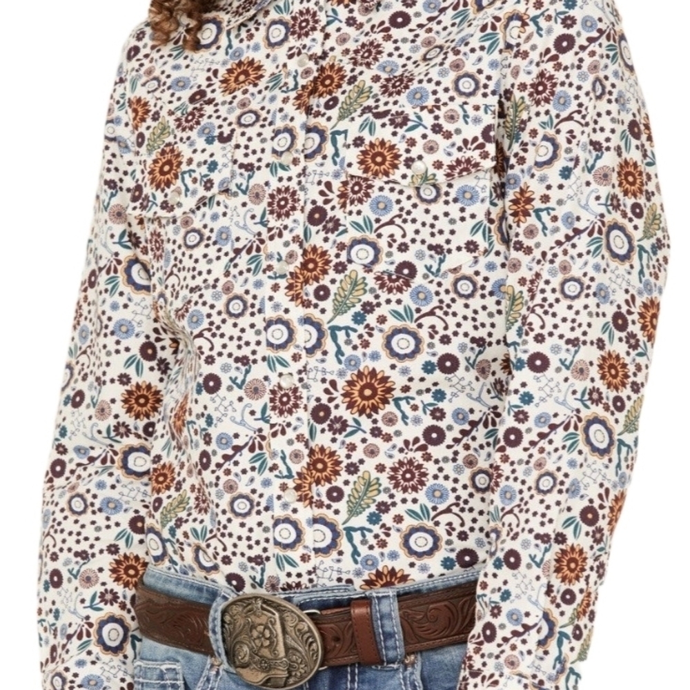 Boot Barn Girls Floral Button Down Western Pearl Snap Button Ditsy Floral Top